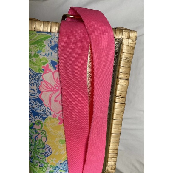 Wicker Wine Tote Lily Pulitzer Picnic Carrier Picnic Tote - Adjustable Strap EUC - Picture 14 of 16